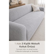 Elyar Yumuşacık Welsoft Lastikli 3 Kişilik Koltuk Örtüsü Kaymaz Esnek ve Yıkanabilir Koltuk Kılıfı
