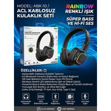 DMC Abk-10 Rainbow Renkli Işıklı Kablosuz Kulaklık Seti