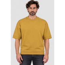 Gızzıt Italy Erkek Oversize Bisiklet Yaka T-Shirt U008028 Sarı