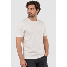 Dimattia Erkek Basic Bisiklet Yaka Pamuk T-Shirt U007904 Krem