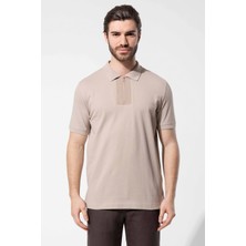 Vaganza Erkek Fermuarlı Polo Yaka T-Shirt U02010 Bej