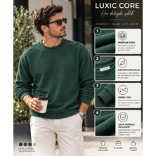 Luxic Core Erkek Bisiklet Yaka Uzun Kollu Triko Kazak Günlük Şık Rahat Basic