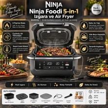 Shark Ninja Ninja Foodi 5-In-1 Izgara ve Air Fryer, 5,7 L Hazne, Smart Cook Dijital Termometre, Cyclonic Air Teknolojisi, Grill, Air Fry, Roast, Bake ve Dehydrate Modları, Siyah/gümüş, Aile Boyu Kullanım