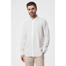 Vaganza Erkek Düğmeli Yaka Tencel™ Gömlek U008248 Beyaz