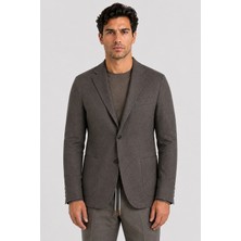 Made In Italy Vitale Barberis Erkek Düğmeli Cepli Kırlangıç Yaka Yün Ceket U008217 Kahve