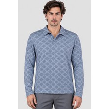 Ted Baker Td Bkr Erkek Uzun Kollu Düğmeli Polo Yaka T-Shirt U008139 Mavi