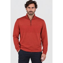 Ted Baker Erkek Fermuarlı Dik Yaka Soft Touch Sweatshirt U007864 Kiremit