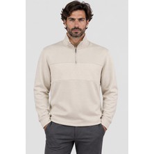 Ted Baker Erkek Fermuarlı Dik Yaka Soft Touch Sweatshirt U007864 Krem