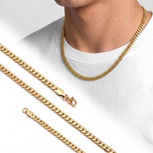 Moncuk Design Ezme Balık Sırtı Erkek Çelik Kolye Gold 5X2MM 55CM 3351ECK039