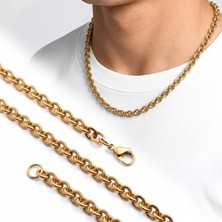 Moncuk Design Mariner Zincir Erkek Çelik Kolye 6mm 55CM Gold 3351ECK045