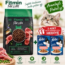 Fitmin For Life Adult Taze Kuzu Etli Yetişkin Kedi Maması 1,8 kg + 2 Adet Felix Somonlu 85 G Yaş Mama Hediye