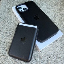 Madam Case Apple iPhone 14 Uyumlu Dming M-Safe Kartlıklı Deri Premium Kılıf Siyah