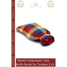 Denguva Premium Büyük Boy Kauçuk Yıkanabilir Polar Kılıflı Termofor Regl Kötü Hava Sıcak Su Torbası 2 Lt