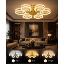 Mavera Lighting Siena Plafonyer Avize 3 Renk LED Isıklı Salon Oturma Odası Avize