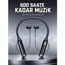 MidasTech Dijital Göstergeli Boyun Tipi Bluetooth Kulaklık Mikrofonlu Çağrı ve Müzik Kontrollü Çift Ci
