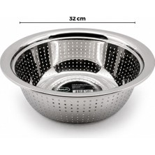 Go İthalat 32CM Kulpsuz Paslanmaz Metal Sepet Süzgeç (784)