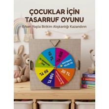 MidasTech Şans Çarklı Motivasyon Kutusu Günlük Tasarruf Challenge Oyun Ahşap Birikim Kumbarası Midastec