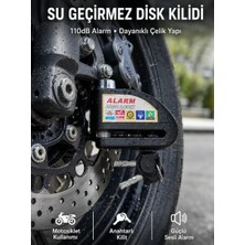 Suya Dayanıklı 110DB Alarmlı Çelik Disk Kilidi Yeni Nesil Midastech
