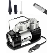 Schatz 12V 150 Psi Işıklı Bakır Sargılı Çakmaklık Girişli Mini Hava Kompresörü 35L Siyah
