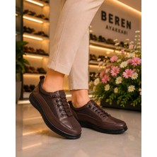 Beren Kadın Hakiki Deri Kahverengi Casual Ayakkabı Ortopedik Taban Süet Kombin Sneaker