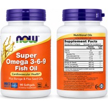Now Foods, Super Omega 3-6-9 Fish Oil, Plus Borage & Flax Seed Oils 90 Softgels