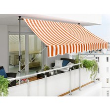 Enlis 250X150 cm Teleskopik Tente Turuncu Beyaz Balkon Bahçe Güneşlik Ayarlanabilir Gölgelik