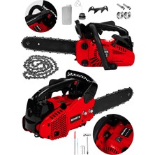 Schatz 25CC Mini Benzinli Testere Ağaç Odun Dal Budama ve Kesme Testeresi Hızar Motoru 35CM Testere Kırmızı