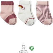 Bistyle 3lü Penye Rainbow Soket Çorap 10113 Pudra