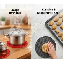 Store 3’lü Silikon Nihale Seti – Sıcağa Dayanıklı Kaymaz Tencere Altlığı | Çok Amaçlı Petek Desenli Nihale | Kurabiye & Kalburabastı Şekillendirme Matı | Siyah Gri Kırmızı