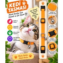 Baron Pet Kedi Tasması Turuncu Düz Renk Zilli Ayarlanabilir Klipsli Kumaş Kedi Boyun Tasması