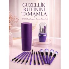 Midas Toptan Home 12 Parça Mor Makyaj Fırçası ve Manikür Pedikür Tırnak Bakım Seti Çok Amaçlı Avantajlı Ikili Set