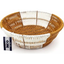 Varsoph Yuvarlak Hasır K.rengi - Beyaz Ekmek Sepeti 25CM (5468)