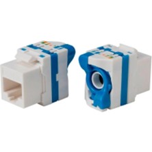 Mey Ithalat® KJ-UC6-18056DB Cat6 Utp 180 Derece Çevirmeli Keystone Jack Mavi Renk