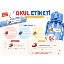 Vuud Kişiye Özel Pastel Mat Renkli Okul Etiketi Seti - 126 Adet - Arabalar Serisi Isim Etiketi (Kalem, Defter)
