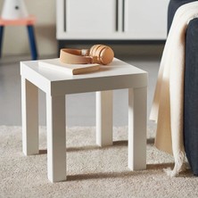 Mini Salon Sehpası Yan Sehpa 35X35X35 Beyaz Renk