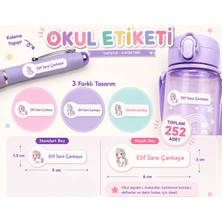 Vuud Kişiye Özel Pastel Mat Renkli Okul Etiketi Seti 252 Adet - Unicorn Serisi Isim Etiketi (Kalem, Defter)