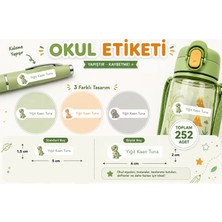 Vuud Kişiye Özel Pastel Mat Renkli Okul Etiketi Seti 252 Adet - Dinazor Serisi Isim Etiketi (Kalem, Defter)