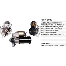 Marş Motoru 9 Diş 1,1kw Partner 405 406 306 Boxer Jumper Ducato 94-02 Xsara Berlingo 1,6 1,8 2,0 STR3030 Dodo