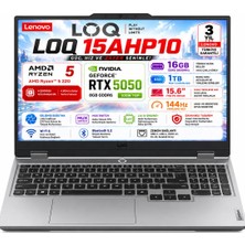 Lenovo LOQ 15AHP10 AMD Ryzen 5 220 16GB 1TB SSD RTX 5050 8GB (100W) 15.6" FHD IPS Panel 144Hz Freedos Taşınabilir Bilgisayar 83JG009TTR