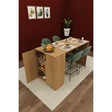 Asra Trend Lüks Mutfak Adası %100 MDF Çok Amaçlı Bar Yemek Masası Kahve Köşesi Erzak Dolabı MA04