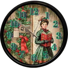 Caseras Vintage Kitap Okuyan Genç Kız Tasarımlı Dekoratif Duvar Saati 28 cm Sessiz Mekanizma
