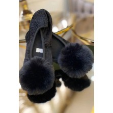 Ceyda Babet Ceyda Shoes Süslü Kadife Ev,hac, Umre Babeti, Hediye, Günlük Babet,tüylü Babet, Panduf, Patik, Gösteri Pisi Pisi Ponpon
