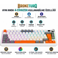 Bronzturq MK1173 Rainbow Red Switch Üç Modlu (Usb+2.4g +Bt) Mekanik Klavye