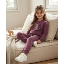 Nakış Detaylı Mürdüm Kız Şardonlu Takım Modeli