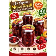 Evim 365 Desen Kapaklı 1000 cc Cam Konserve Kavanoz 4'lü