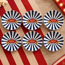 Sarkap Home 10 cm Çap, 3.2 cm Yükseklik 6'lı Circus Lacivert Dondurmalık ve Çerezlik