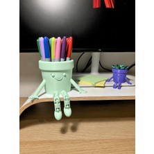 Bezos 3D Baskı Hareketli Gülen Kalemlik - Eklemli Masaüstü Organizer - Mint