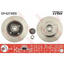 Trw DF4274BS Rulmanlı Arka Fren Aynası Diski Megane Iı Clio Iıı Modus 1.2 1.4 1.5dcı 1.6 1.8 1.9 Dci