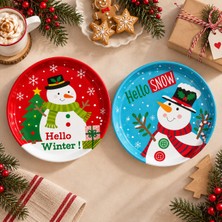 Sarkap Home 26 cm Winter Time Kırmızı & Mavi 2'li Meyve Tabağı Seti