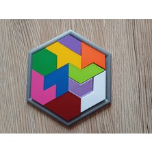 Bezos 3D Baskı Altıgen Tangram Puzzle - Renkli Zeka ve Eşleştirme Oyunu